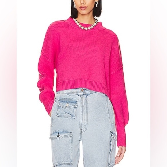 FREE PEOPLE Easy Street Sweater in Pink Firework Size Large NWT - Picture 1 of 8